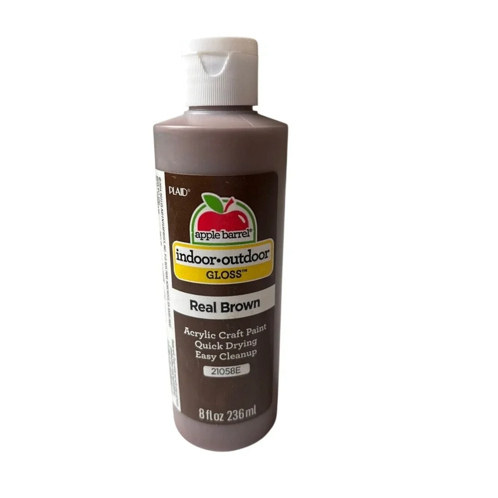 New Apple Barrel Acrylic Craft Paint‎ 8oz Real Brown Gloss Indoor Outdoor 21058E